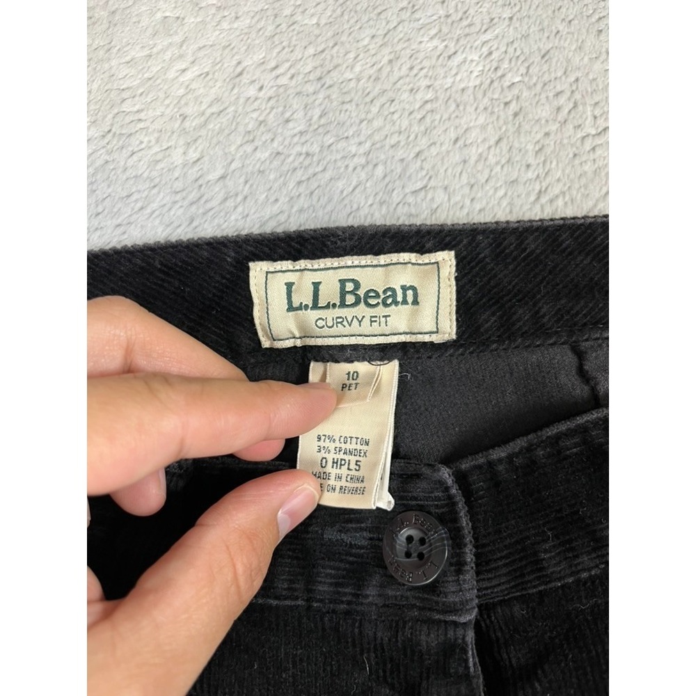 LL Bean Classic Curvy Fit Curvey Sz 10 Petite Black Corduroy Straight Mom - Picture 6 of 9